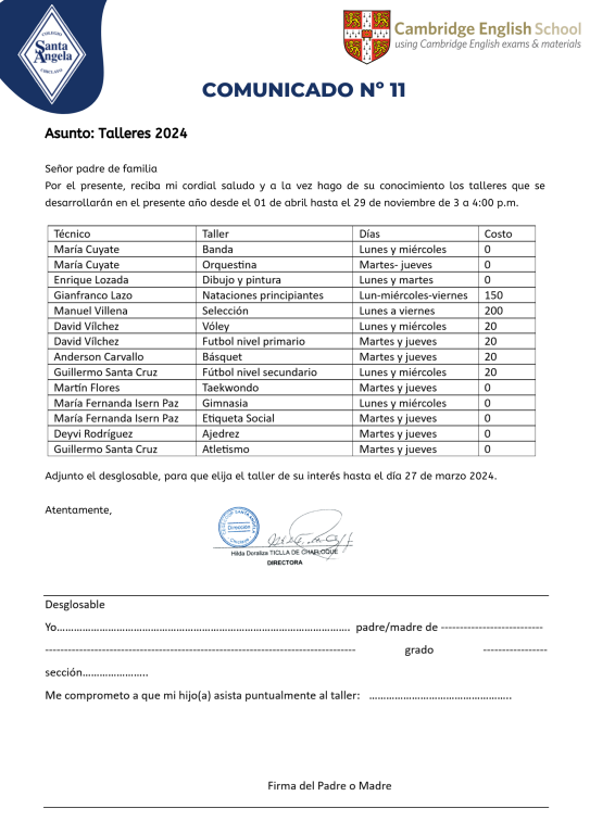 Comunicado N&deg;11